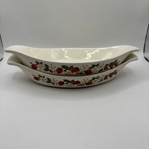 Sheffield Strawberries n Cream Stoneware Au Gratin Baking Dish Set of 2 Japan